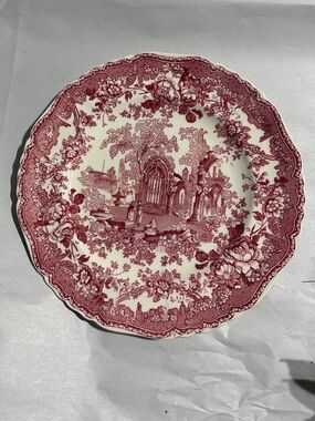 Mason’s Red and Cream Scenic Floral Dinner Plate
